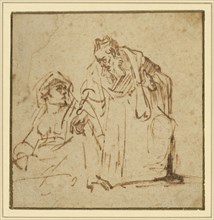 Study of a Man Talking to a Woman Seated on the Left; Rembrandt Harmensz. van Rijn, Dutch, 1606 - 1669, about 1635 - 1636; Pen