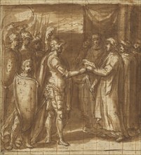 Scene from the History of the Farnese Family; Taddeo Zuccaro, Italian, 1529 - 1566, about 1565; Pen and brown ink, brush with