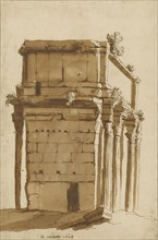 The Arch of Septimius Severus, Rome; Cornelis van Poelenburgh, Dutch, about 1594,1595 - 1667, 1623; Pen and brown ink and brown