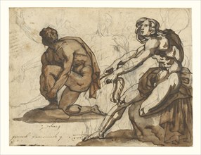 Classical Nudes, recto, Classical Statuary, verso, Théodore Géricault, French, 1791 - 1824, France; about 1814 - 1815