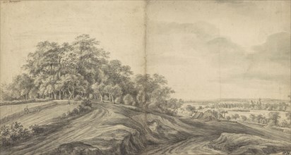 Landscape with Haymakers at the Left; Simon de Vlieger, Dutch, about 1600 - 1653, Netherlands; about 1640 - 1653; Black chalk