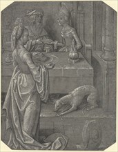 Salome with the Head of John the Baptist; Cornelis Engebrechtsz., Dutch, about 1465 - 1527, Netherlands; about 1490; Brush