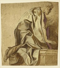 Man Kneeling, Facing Right, recto, Sketches of Figures, verso, Jacob Jordaens, Flemish, 1593 - 1678, about 1630 - 1635; Black