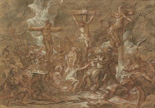 The Crucifixion; Antoine Coypel, French, 1661 - 1722, France; 1692; Red and black chalk with white gouache heightening