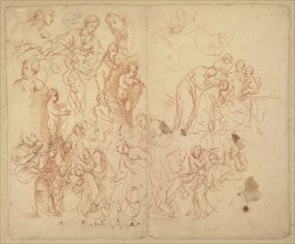 Figure Studies, recto, Figure Studies, verso, Karel Skréta, Bohemian, 1610 - 1674, about 1660; Red chalk, recto, red chalk