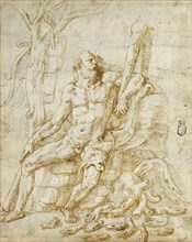 Hercules Resting after Killing the Hydra; Giulio Romano, Giulio Pippi, Italian, before 1499 - 1546, Italy; about 1535; Pen