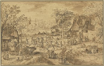 Peasant Kermis; David Vinckboons, Flemish, 1576 - about 1632, Netherlands; 1604; Pen and brown ink and brush with brown