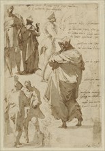 Studies of Figures and Architecture, recto, Figure Studies, verso, Perino del Vaga, Piero Buonaccorsi, Italian, 1501 - 1547