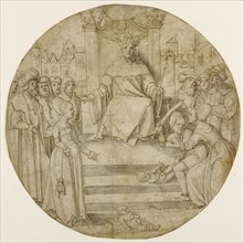 The Judgment of Solomon; Hans von Kulmbach, German, about 1480 - 1522, Germany; about 1510 - 1515; Pen and brown ink and gray