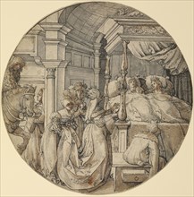 Bridal Scene; Jörg Breu the Elder, German, about 1475,1476 - 1537, Germany; about 1520 - 1525; Pen and black ink, brown