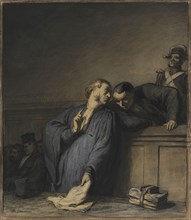 A Criminal Case; Honoré Daumier, French, 1808 - 1879, France; about 1865; Watercolor and gouache with pen and brown ink