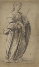 Saint Lucy; Fra Paolino, Paolo del Signoraccio, Italian, about 1490 - 1547, Italy; about 1525 - 1530; Black and white chalk