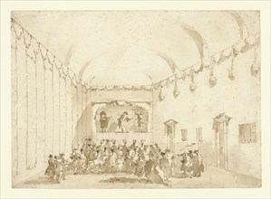 A Theatrical Performance; Francesco Guardi, Italian, 1712 - 1793, Italy; 1782; Pen and brown ink and brush with brown wash