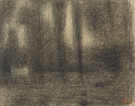 Poplars; Georges Seurat, French, 1859 - 1891, France; about 1883 - 1884; Conte crayon, fixed; 24.3 × 31 cm