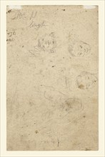 Standing Woman Holding a Muff Facing Right, recto, Studies of Heads, verso, Pietro Longhi, Italian, 1701 - 1785, Italy