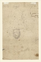Standing Woman Holding a Muff and Shawl Facing Left, recto, Studies of Heads, verso, Pietro Longhi, Italian, 1701 - 1785