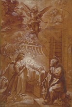 The Nativity; Francesco Vanni, Italian, 1563 - 1610, Italy; about 1600; Red wash over black chalk, heightened with white