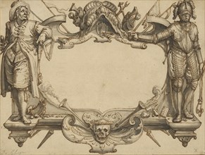 Design for a Title Page; Jacques de Gheyn II, Dutch, 1565 - 1629, Holland; 1598 - 1599; Pen and brown ink, brush with gray wash