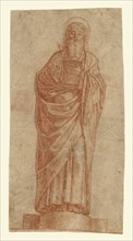 Standing Saint; Attributed to Francesco Morone, Italian, Verona, 1471 - 1529, Italy; about 1510; Red chalk; 18.7 x 9.8 cm