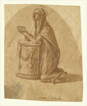 The Virgin Annunciate; Lazzaro Bastiani, Italian, died 1512, active about 1459 - 1512, Italy; about 1464 - 1468; Pen and brown