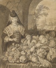 Personification of September; Joachim von Sandrart, German, 1606 - 1688, about 1644; Black chalk and brown wash, heightened