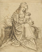 The Virgin and Child on a Grassy Bench; Nuremberg School; about 1500; Pen and brown ink; strip at the top added later