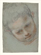 Head of a Boy; Federico Barocci, Italian, about 1535 - 1612, about 1586 - 1589; Black, red, white and flesh toned chalk