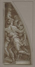 Youth Running; Giorgio Vasari, Italian, 1511 - 1574, about 1544 - 1545; Pen and brown ink and brown wash over traces of black