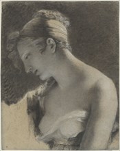 Head of a Woman: Study for The Happy Mother , L'Heureuse mère, Pierre-Paul Prud'hon, French, 1758 - 1823, France; 1810; Black