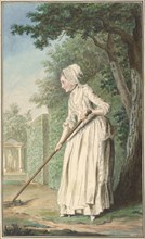 The Duchess of Chaulnes as a Gardener in an Allée; Louis Carrogis de Carmontelle, French, 1717 - 1806, 1771; Watercolor