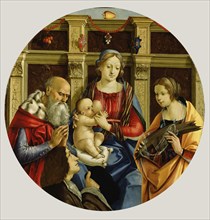 Madonna and Child with a Male Saint, Catherine of Alexandria and a Donor; Michelangelo di Pietro Membrini, Italian, Lucchese