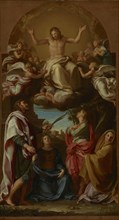Christ in Glory with Four Saints; Pompeo Batoni, Italian, Lucchese, 1708 - 1787, 1736 - 1737; Oil on canvas; 64 × 34.9 cm