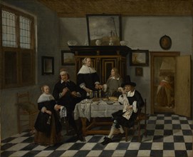 Family Group at Dinner Table; Attributed to Quiringh Gerritsz. van Brekelenkam, Dutch, after 1622 - about 1669, about 1658
