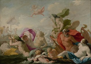 Marine Gods Paying Homage to Love; Eustache Le Sueur, French, 1616 - 1655, about 1636 - 1638; Oil on canvas; 96.2 x 136.2 cm