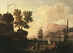 Mediterranean Harbor Scene; Pierre-Jacques Volaire, French, 1729 - 1799, about 1763; Oil on canvas; 96.5 x 134.6 cm, 38 x 53 in
