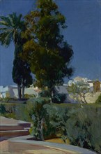 Corner of the Garden, Alcazar, Sevilla; Joaquin Sorolla y Bastida, Spanish, 1863 - 1923, 1910; Oil on canvas; 95.3 × 63.5 cm