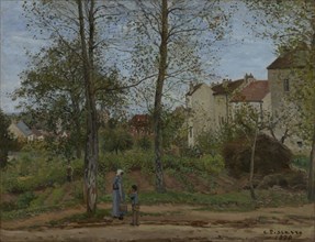 Houses at Bougival, Autumn, Camille Pissarro, French, 1830 - 1903, France; 1870; Oil on canvas; 88.9 × 116.2 cm