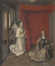 The Annunciation; Dieric Bouts, Netherlandish, about 1415 - 1475, Louvain, Belgium; about 1450–1455; Distemper on linen