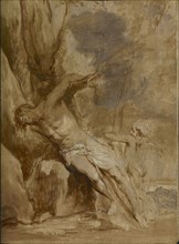 Saint Sebastian Tended by an Angel; Anthony van Dyck, Flemish, 1599 - 1641, about 1630 - 1632; Oil on panel; 41 x 30.5 cm