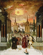 Dionysius the Areopagite Converting the Pagan Philosophers; Antoine Caron, French, 1521 - 1599, 1570s; Oil on panel