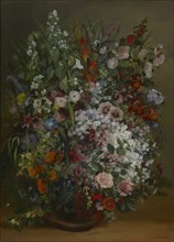 Bouquet of Flowers in a Vase; Gustave Courbet, French, 1819 - 1877, 1862; Oil on canvas; 100.3 x 73.3 cm, 39 1,2 x 28 7,8 in