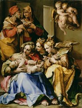 Holy Family with Saints Anne, Catherine of Alexandria, and Mary Magdalen; Nosadella, Italian, Bolognese, active about 1550