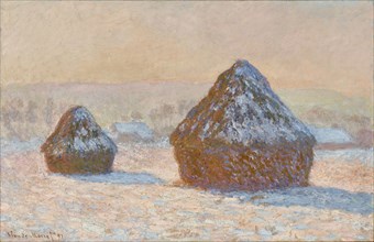 Wheatstacks, Snow Effect, Morning; Claude Monet, French, 1840 - 1926, France; 1891; Oil on canvas; 64.8 × 100.3 cm