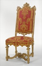 Side Chair; Turin, Piemonte, Italy; about 1710 - 1715; Gilt wood with modern silk upholstery copying the original silk