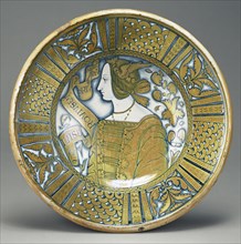 Lustered Display Plate with Female Bust; Deruta, Umbria, Italy; about 1510 - 1540; Tin-glazed earthenware with copper luster