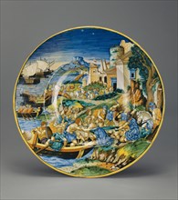 Plate with the Abduction of Helen; Francesco Xanto Avelli, Italian, 1486,1487 - about 1544, Urbino, Italy; 1534; Tin-glazed