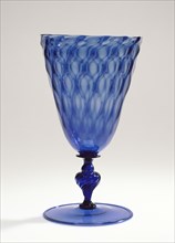 Goblet; Façon de Venise, Netherlands, possibly, late 16th or early 17th century; Free- and mold-blown light cobalt-blue glass