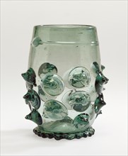 Prunted Beaker, Krautstrunk variant, Germany; late 15th or early 16th century; Free-blown pale blue-green glass