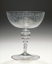 Wineglass; Façon de Venise, or possibly, Tuscany, Italy; 1600 - 1650; Free-blown colorless, slightly gray, glass