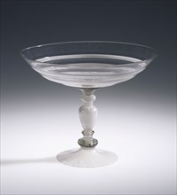 Stemmed Filigrana Wineglass, Tazza, Venice, Veneto, Italy; late 16th - early 17th century; Free- and mold-blown colorless